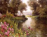 Louis Aston Knight Canvas Paintings - Fleur au bord de la Riviere